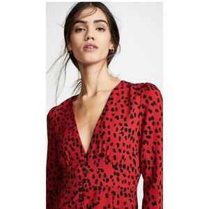 Rahi red leopard long sleeve v neck dress size Small